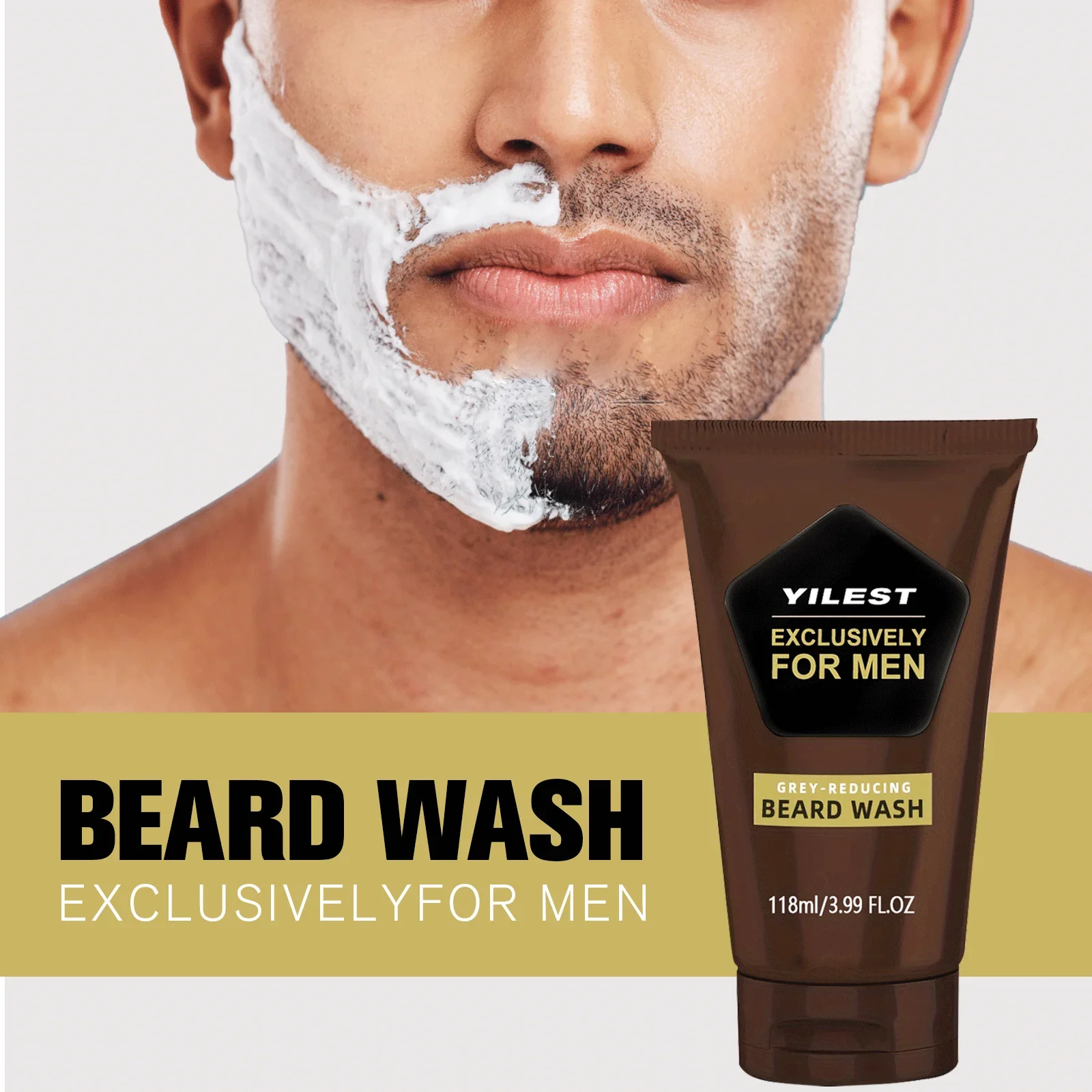 

Mens Beard Cleaner Anti Gray Hair Treatment Natural Formula Reduce White Beard and Promote Black Hair Growth from Root