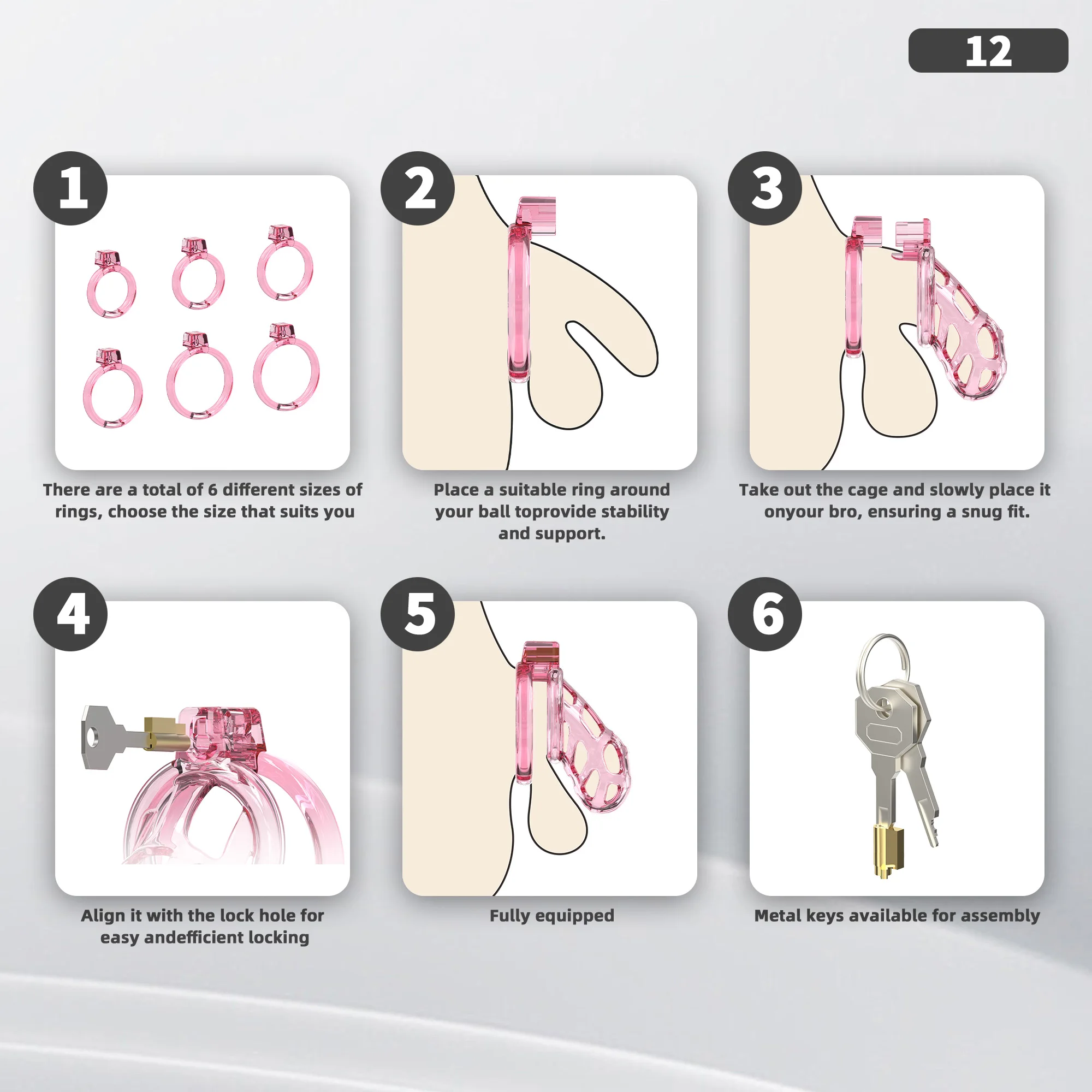 Male Chastity Cage Soft Adjustable Abstinence Penis Ring Bondage With 6 Size Rings Urinary Catheter Penis Lock BDSM Sex Toys