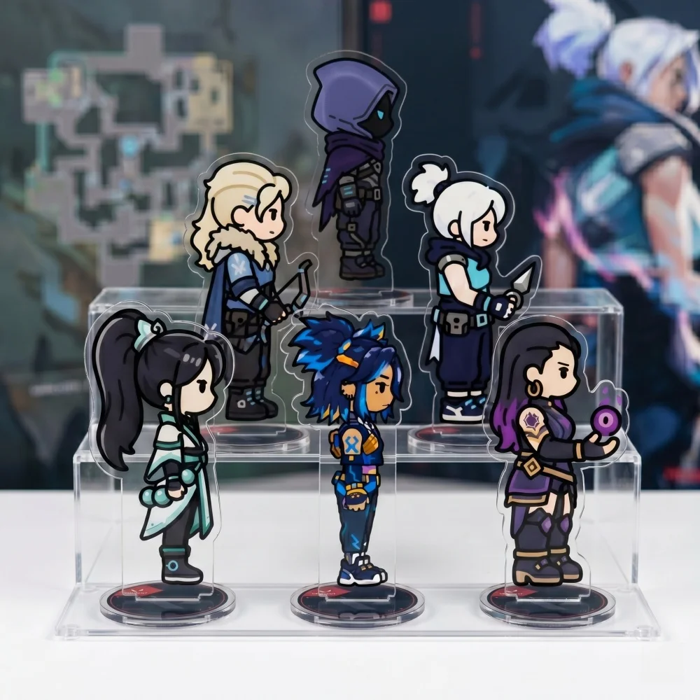 Valorant VAL 10cm Acrylic Stand Keychain Jett Reyna Double Sided HD Chibi Game Anime Desk Decor Fan Gift