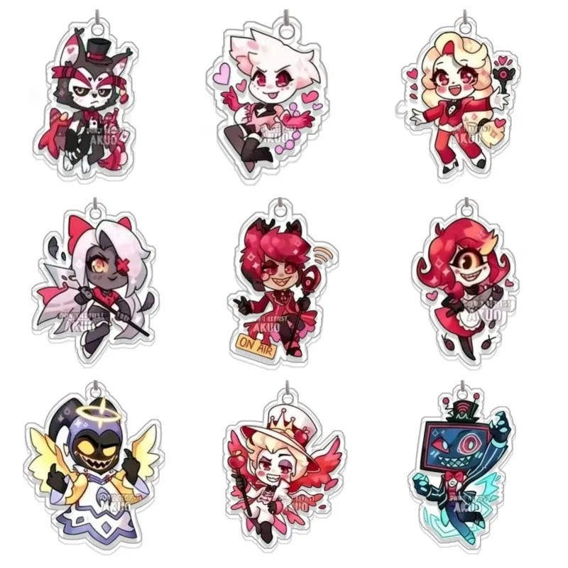 

For Hazbin Hotel Husk Angel Dust Vaggie Alastor Adam original Acrylic selfmade cute Cartoon Anime Keychain Pendant Toy gift 5cm