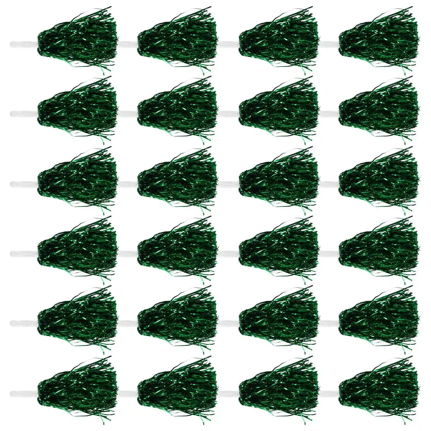 

24Pcs Cheerleading Pom Poms Metallic Foil Cheer Pom Poms with Plastic Handle for Adults Kids Cheerleaders Green