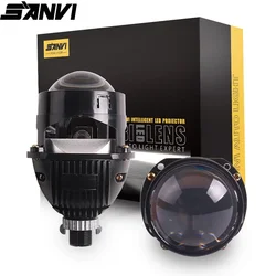 SANVI 2.5 inches Dual Chips  Bi LED Projector Lens Headlamp for Car 47W 5500k  H4 H7 9005 9006 Auto LED Headlamp