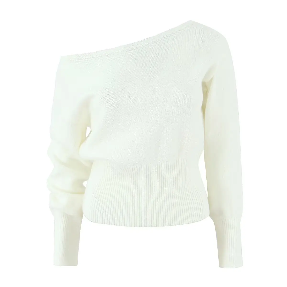 Faionable oulder-baring maglione lavorato a maglia JNLEAOG donna autunno nuovo design Sle sensuale slim fit fibra di poliestere lungo Sve