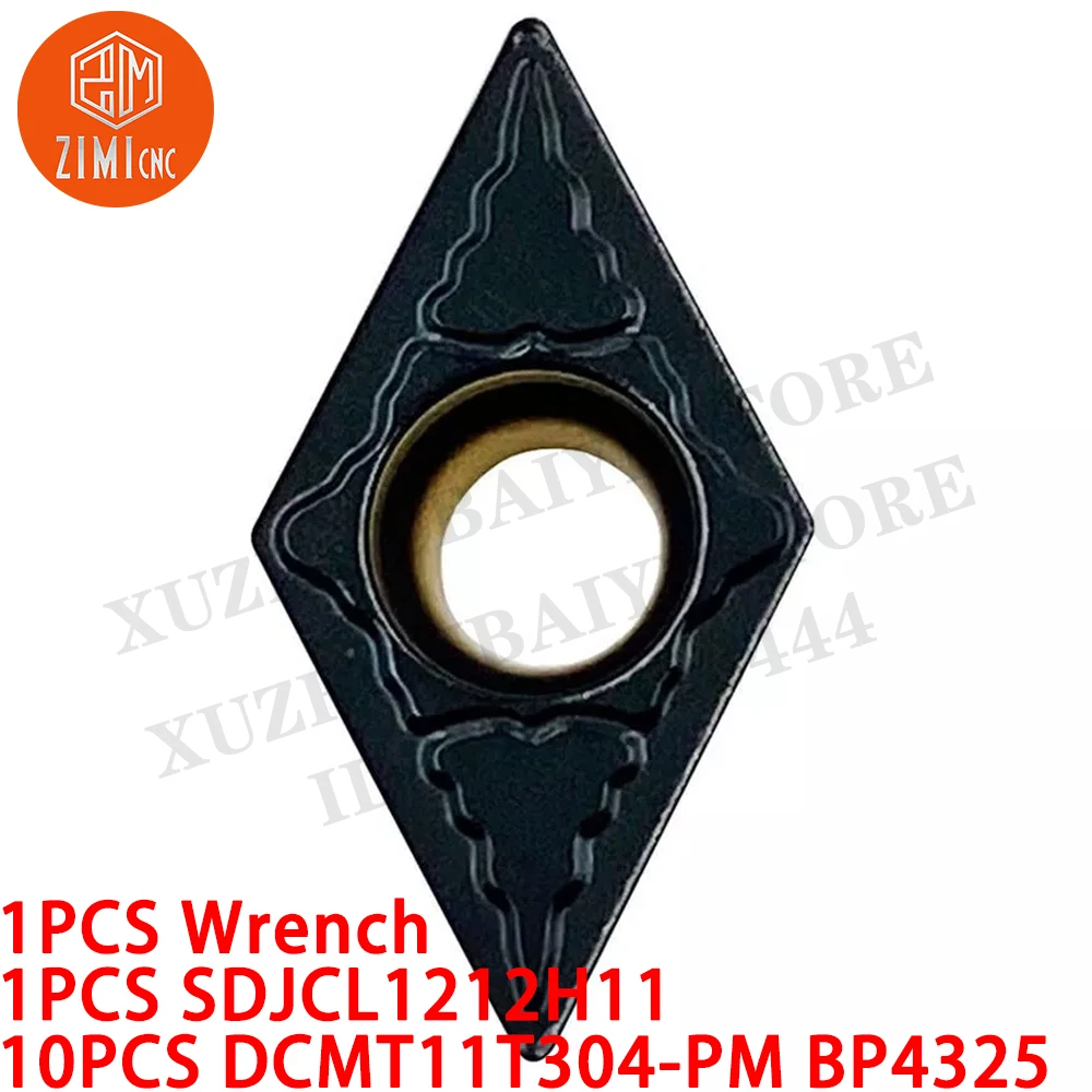 1 pieza SDJCL1212H11 Portaherramientas de torneado externo + 10 piezas DCMT11T304-PM Insertos de carburo CNC Herramienta de corte mecánica para torno de metal