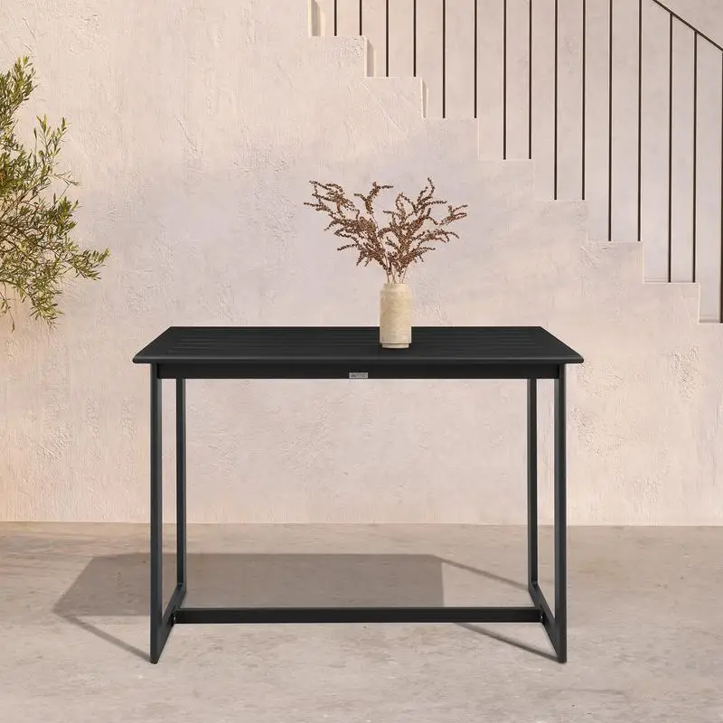 

Outdoor Patio Counter Height Dining Table Black Aluminum