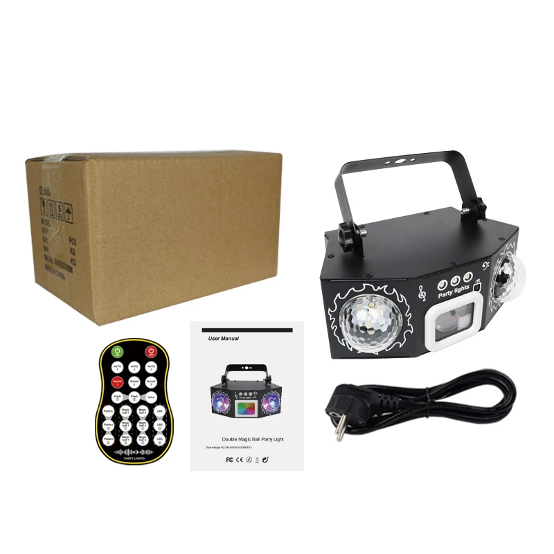 HCWE Double-Headed Disco Ball Projector with Remote Control RGB Laser Lights for Home Entertainment Party Halloween Wedding