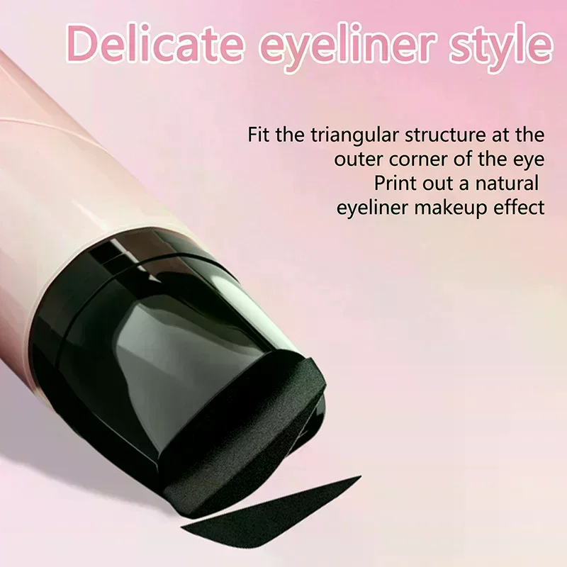 Sello delineador de ojos giratorio integrado, negro, marrón, doble punta, plantilla de ala de delineador de ojos DIY, resistente al agua, a prueba de manchas, bolígrafo líquido de ropa larga