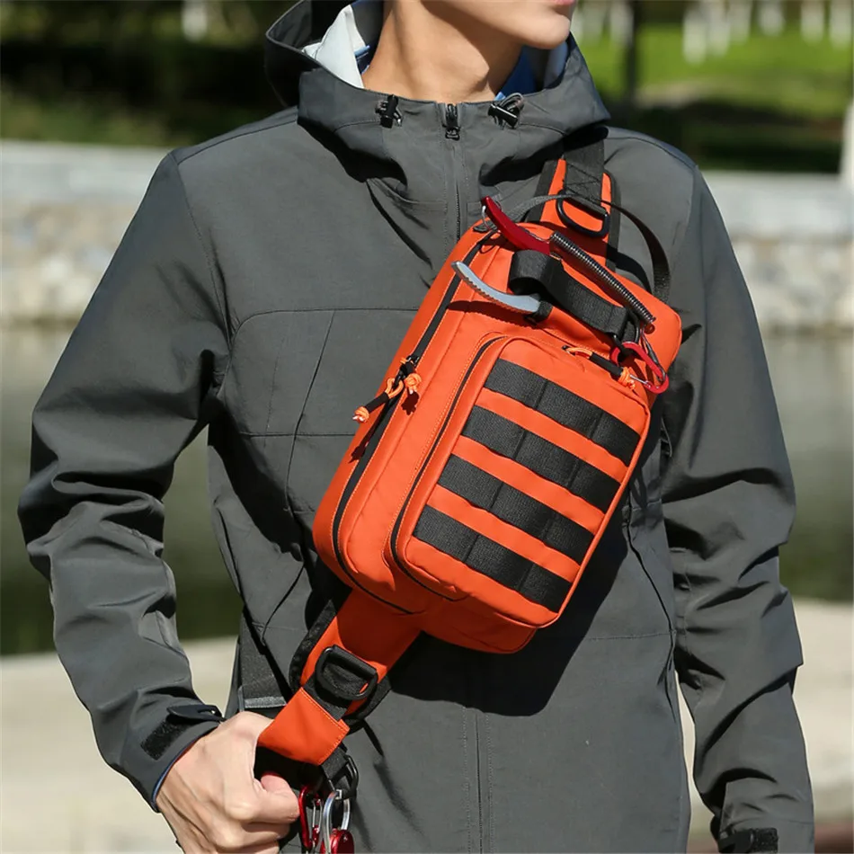 Outdoor Lure Fishing Waist Bag Leisure Diagonal Cross Bag Molle Chest Bags Hiking Camping Water Repllent EDC Shoulder Pouch