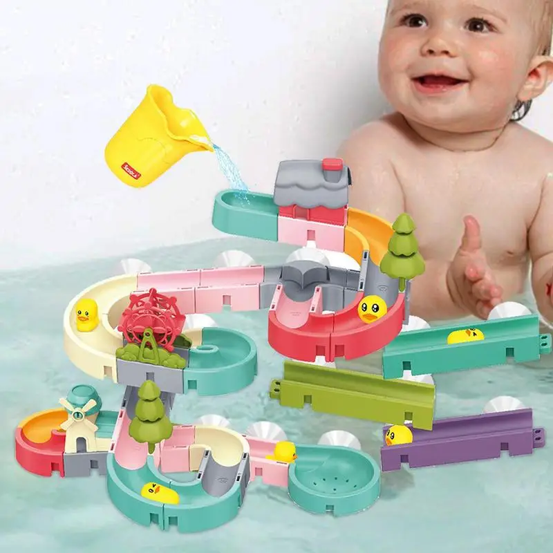 Baby Bath Toys DIY Assembling Track Bathroom Bathtub Kids Play Water Toy Set Duck Slide Toy For Children Toddler accessories