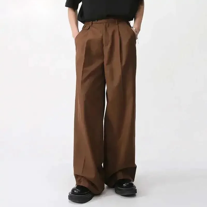 Men's Wear Spring New Suit Pants Loose Straight Korean Fashion Simple Solid Color Male Casual Trousers Wide Leg 9A65SU