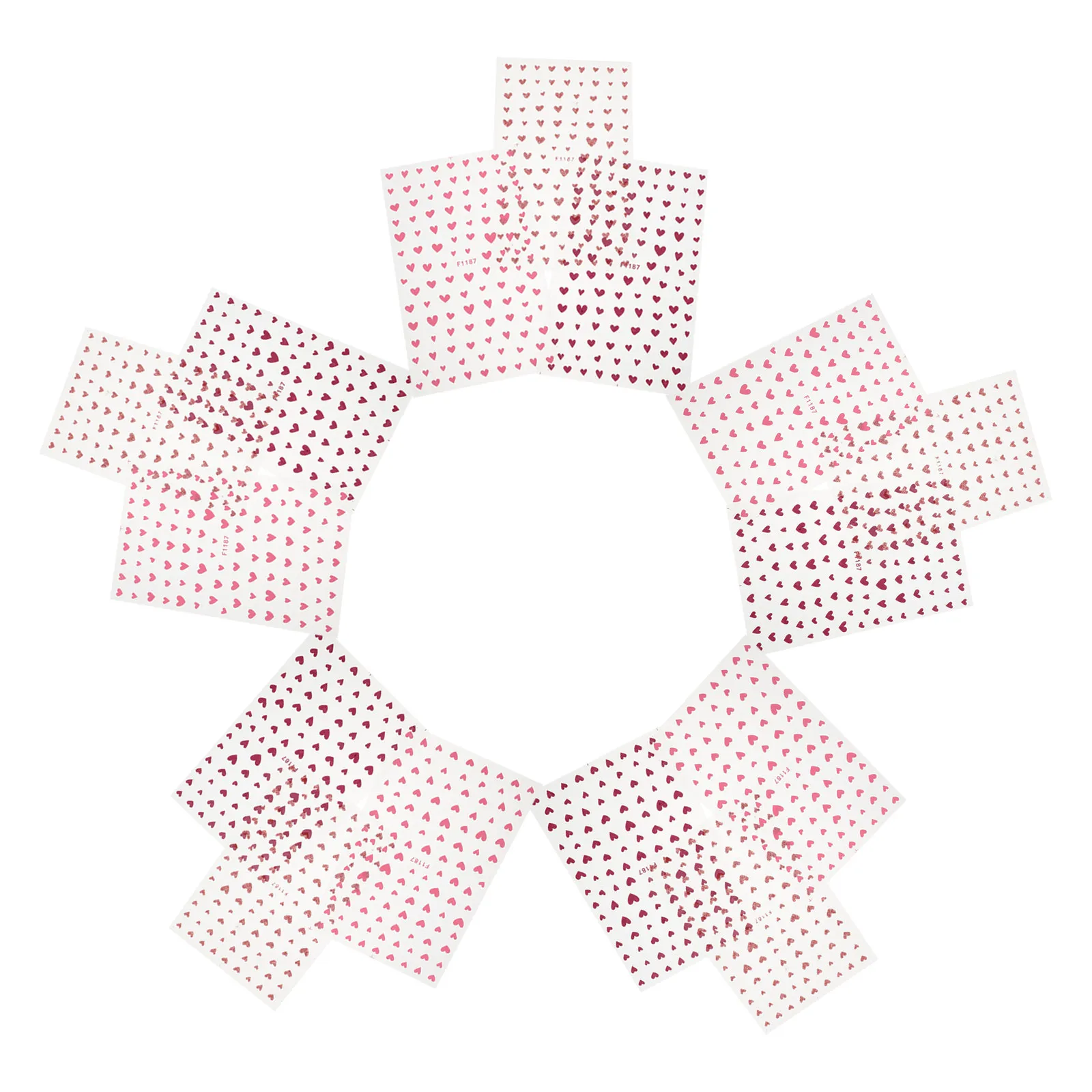 15Sheets Heart Nail Stickers Love Themed Self-Adhesive Fingernail Decals DIY Nail Art Supplies Mother's Day Valentine's Party