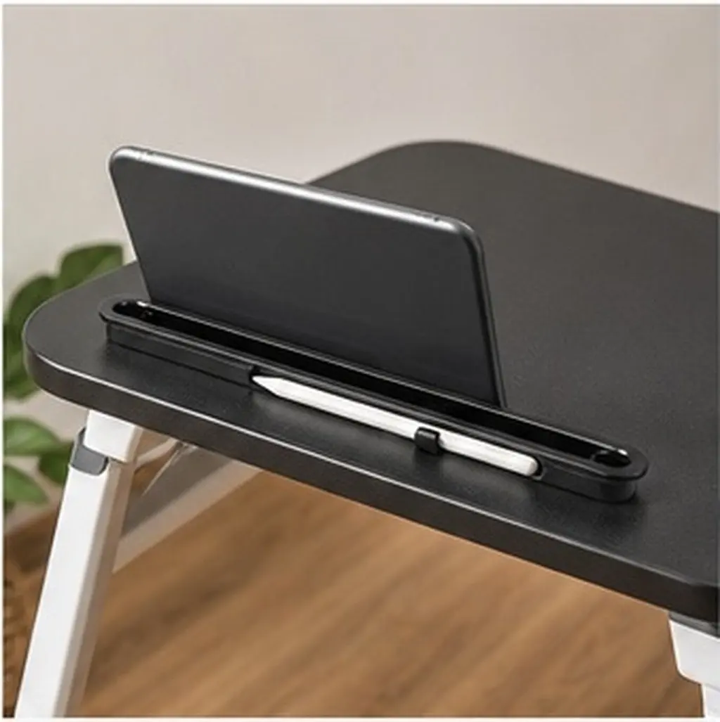 Plastic Portable Folding Table Slot Rail Black Holder For Tablet Holder Table Office Worker Phone Groove Screw
