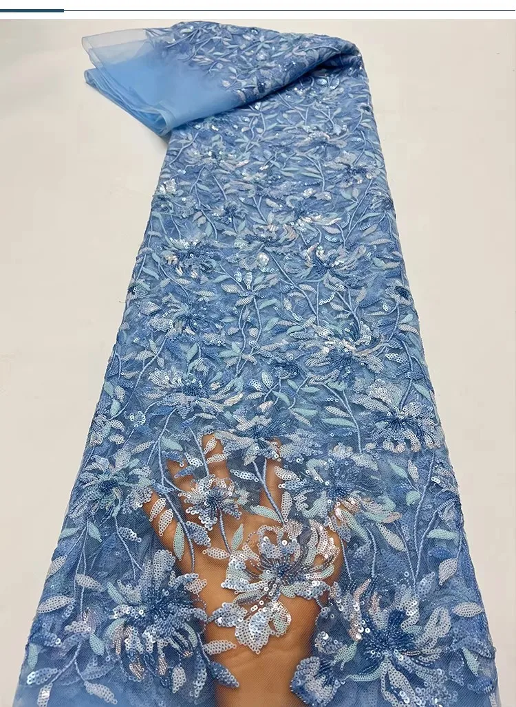 

1yard Vintage sequin flower sequin embroidery tela DIY cheongsam clothing matirial fabrics for dress soft mesh fabric