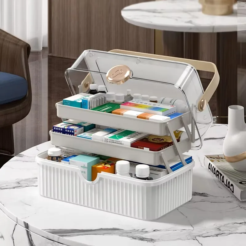 

Family Medicine Pill Car Survival Camping Chest Compartments Storage Care Medical First Aid Box