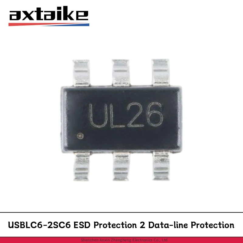 

50PCS USBLC6-2SC6 UL26 SOT23-6 USBLC6-2 SMD Very Low Capacitance ESD Protection 2 Data-line Protection Diode IC