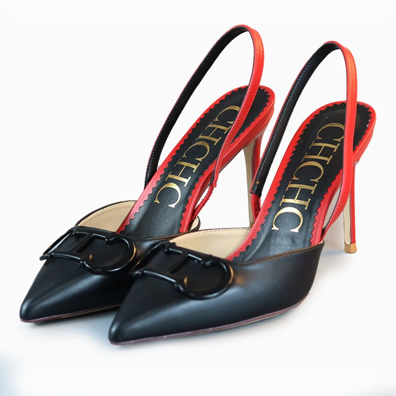 

CH Brand Women's High Heels Solid Color Pointed Toe With Metal Buckle Slim Heel Versatile Work Shoes 2026 New Style