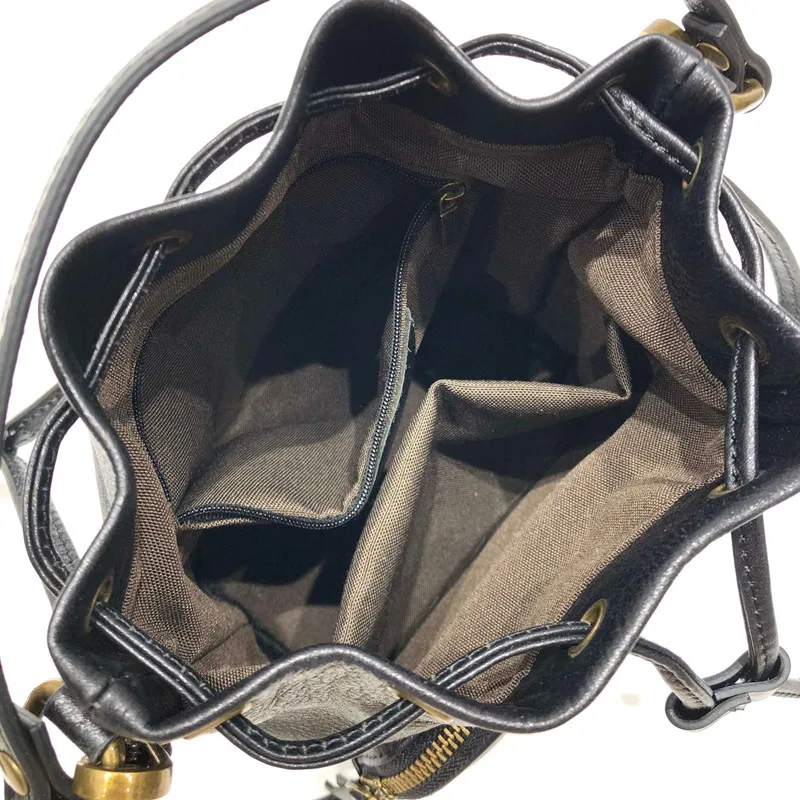 Vintage Drawstring Small Crossbody Bags For Women Natural Leather Handbags Female Genuine Cowhide Shoulder Bag bolsa feminina