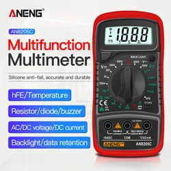 ANENG AN8205C Multimetro digitale AC/DC Amperometro Volt Ohm Tester Multimetro con termocoppia LCD Retroilluminazione portatile