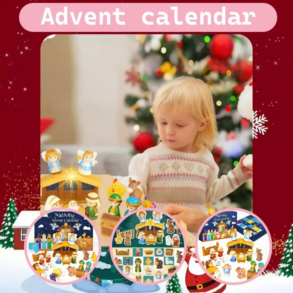 

Christmas Advent Calendar Gift Box DIY Christmas Train Jesus Bricks Toys 24Days Countdown Calendar Box Surprise Christmas Gift