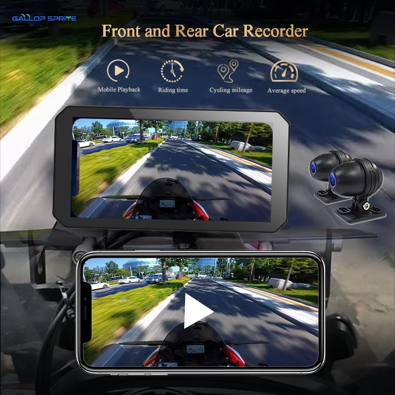 جالوب سبرايت 6 بوصة CarPlay دراجة نارية الملاحة شاشة عرض Carplay أندرويد السيارات مراقب موتو DVR GPS IPX7 مقاوم للماء