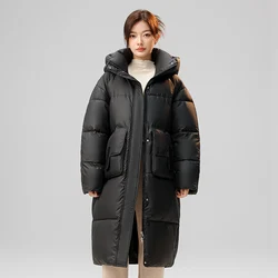 2024 New Autumn Winter Women's Hooded Puffer Jacket Coat Warm Long Parkas Thick Brown Winter Clothes Women Outwear