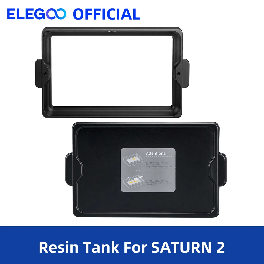 ELEGOO Metal Resin Tank Set for SATURN 2 MSLA 3D Printer with FEP Pre-Installed 2 Lids Resin Vat Parts Filament