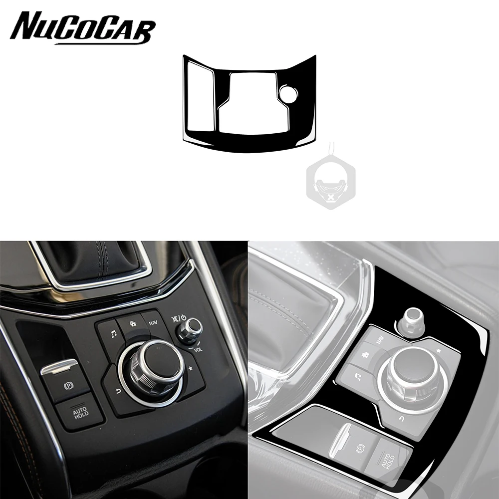 Image of Für Mazda CX5 CX-5 2017 2018 Klavierlack Schwarz Manuelles Elektronisches Handbremsen-Bedienfeld Auto-Innenausstattung Dekorative Aufkleber