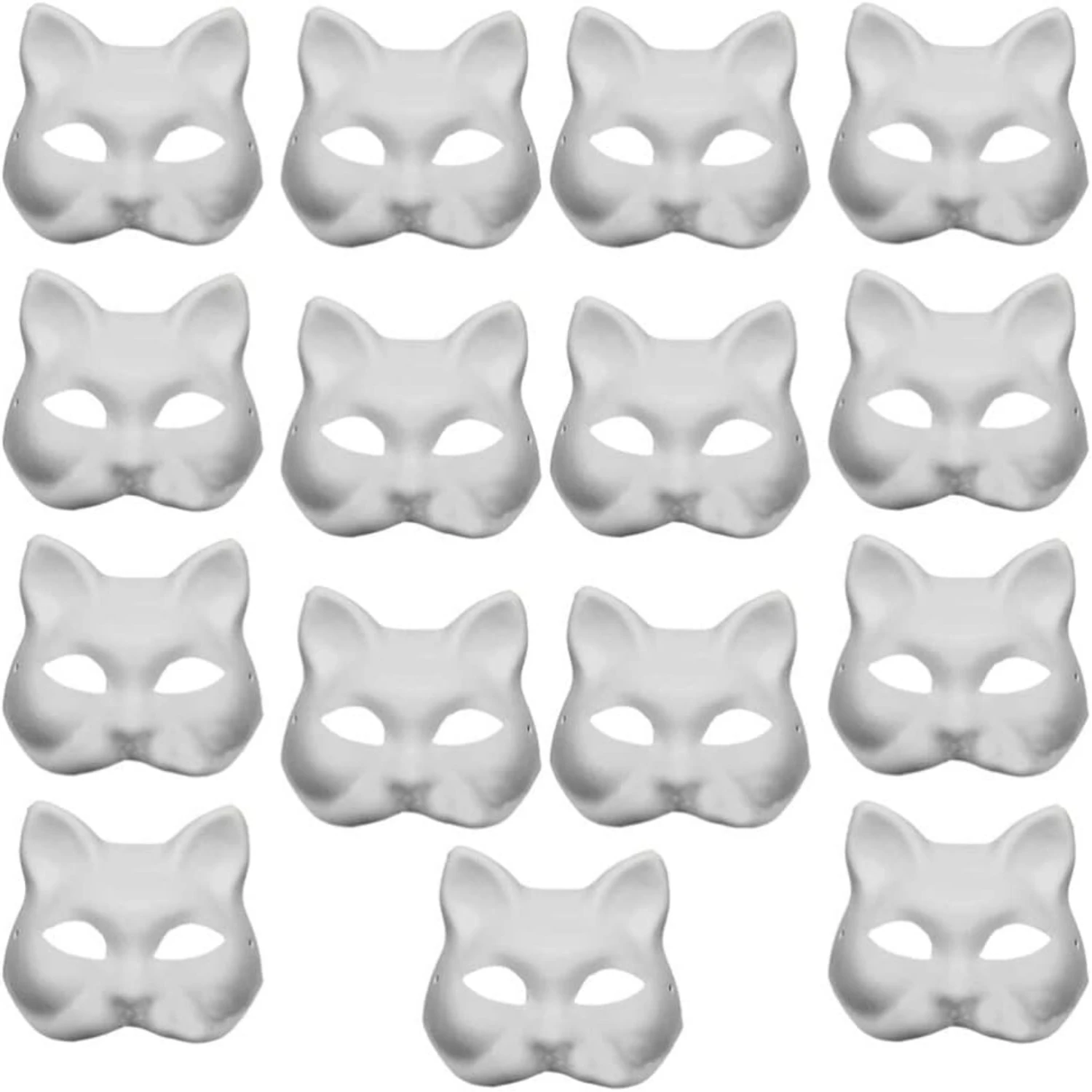 

Level up your costume with 15pcs of quirky and imaginative DIY White Hand Painted Masquerade Cat Mask - Ideal for injecting pers