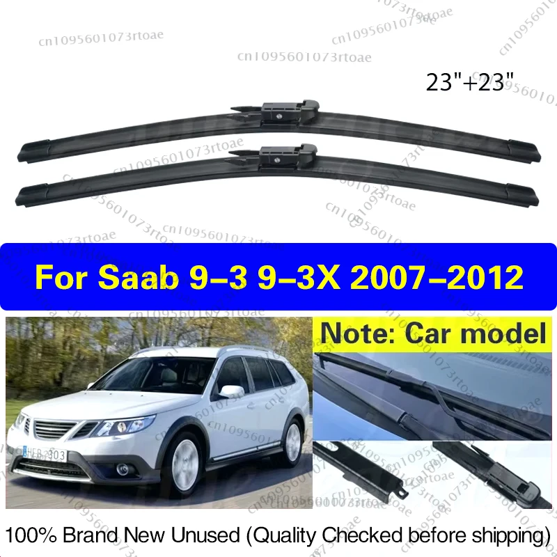

For SAAB 9-3 9-3X 2007 2008 2009 2010 2011 2012 Front Wiper Blades Windshield Windscreen Clean Window Car Rain Brushes 23"+23"