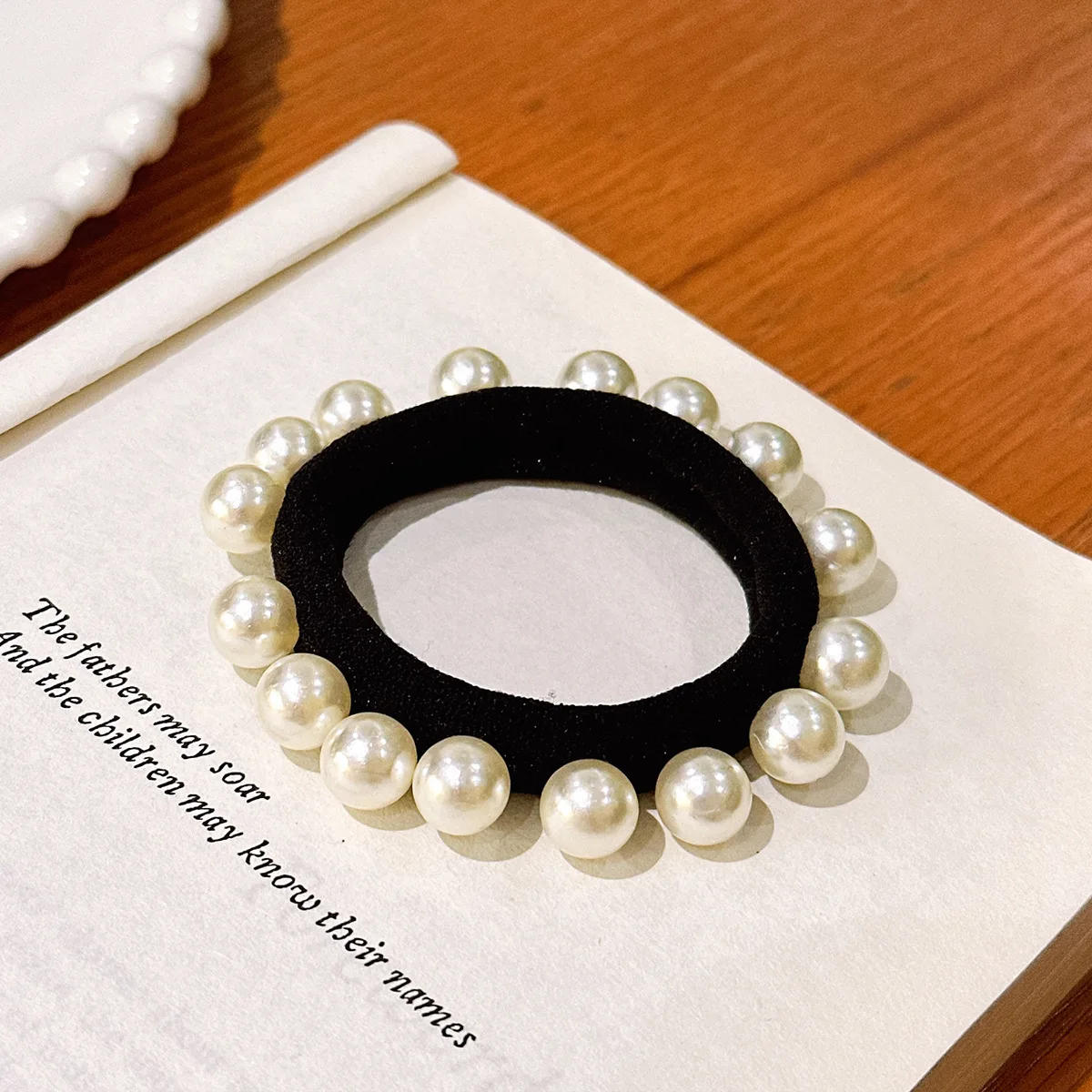 5pcs Advanced Pearl Large Intestine Elastic Hair Ring New Style Rear Head Rope Tie Hair Ball Head Rubber Band Headpiece