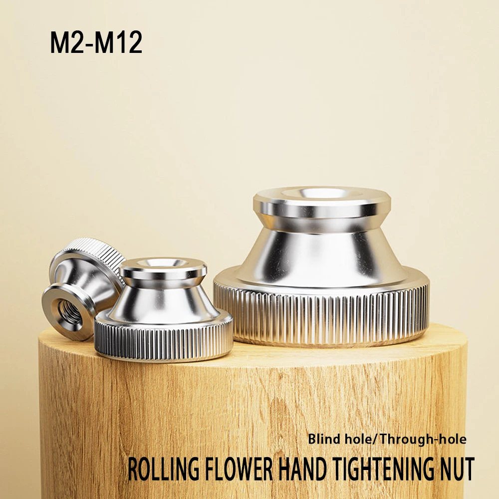 M2.5 M3 M4 M5 M6 M8 M10 M12 GB806 304 Stainless Steel High Head Knurled Hand Tighten Nut Through Hole Blind Hole Advertising
