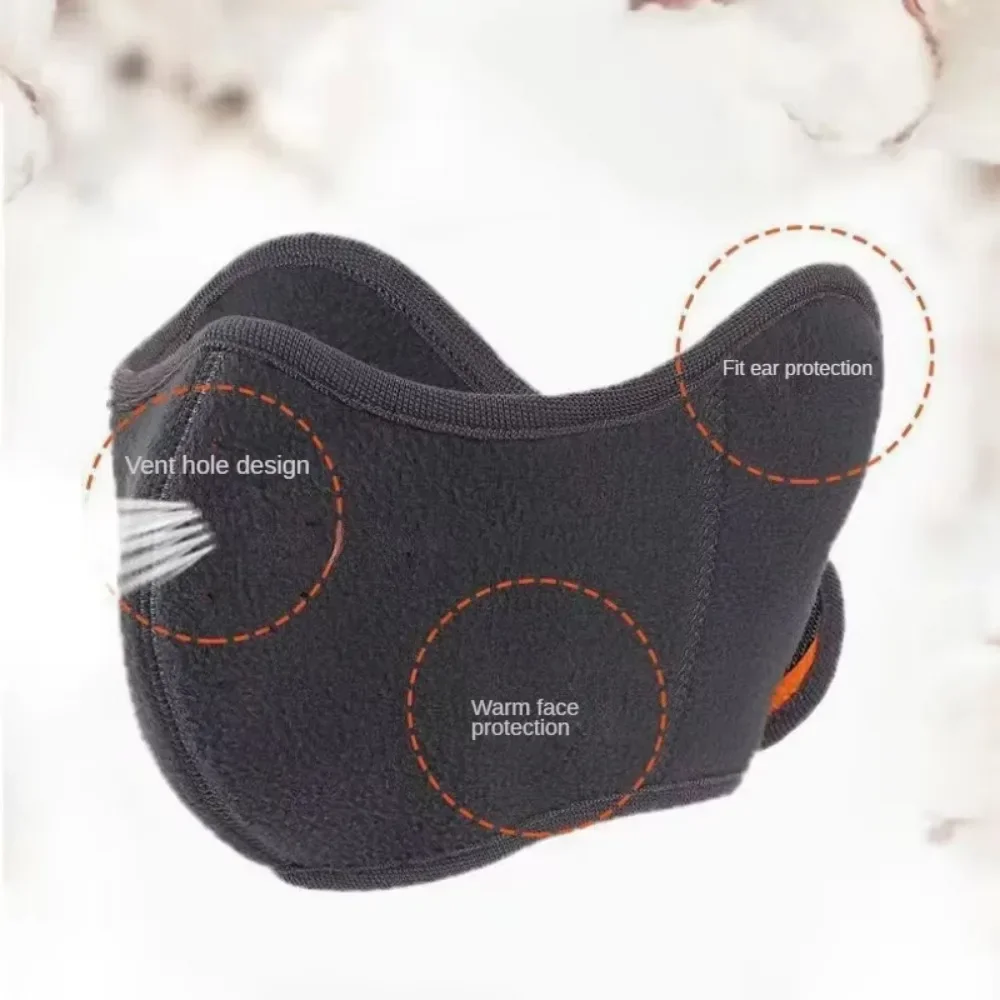 Winter Half Face Mask Thermal Fleece Ear Mouth Cover Neck Warmer Windproof Breathable Cycling Mask Warm Skiing Hiking Headwear