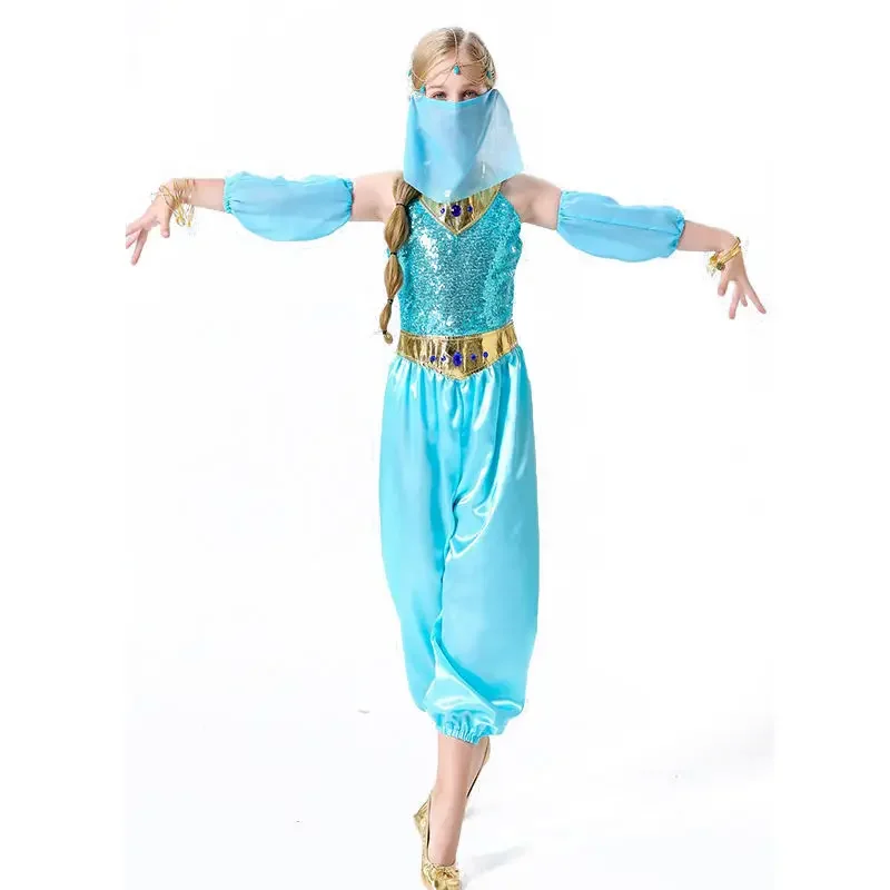 Halloween Princess Jasmine Dress Indian Costume Magic Lamp Costume Cosplay