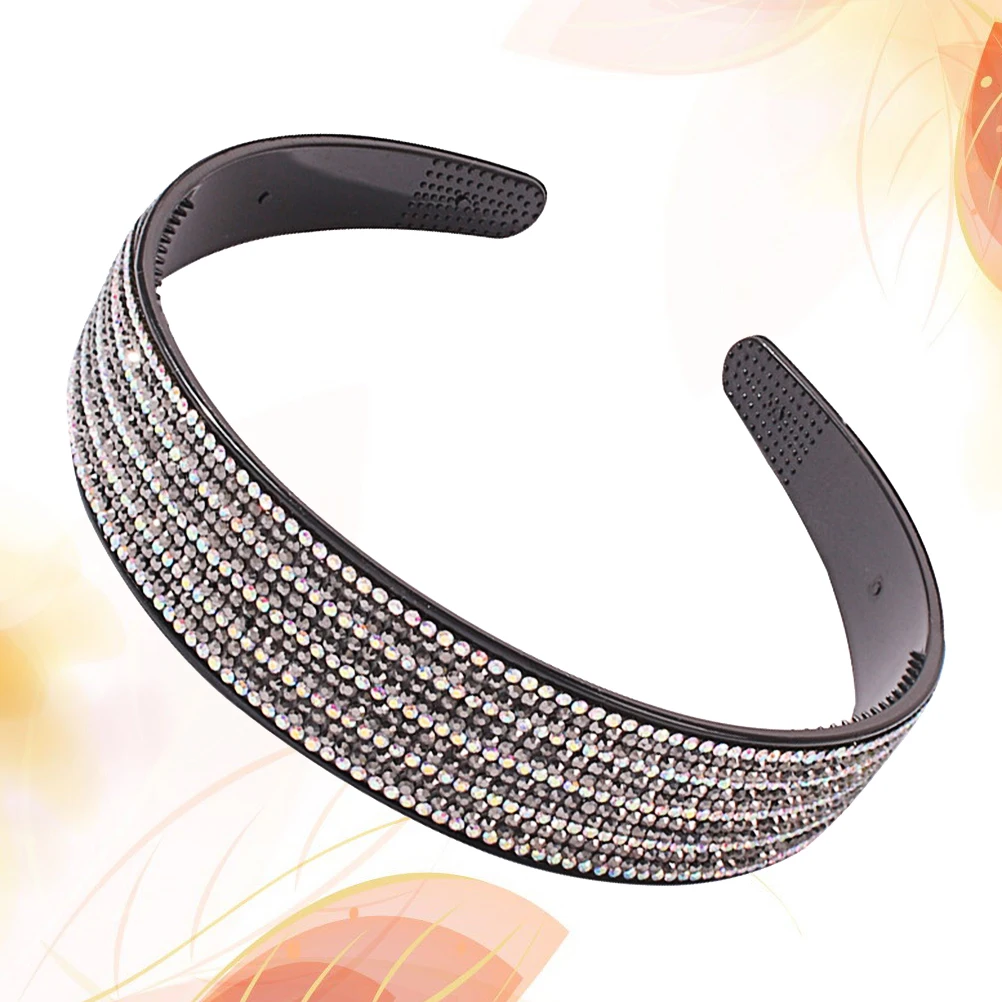 

1pc Full Rhinestone Hair Hoop Sparkling Crystal Headband Wide Anti-Slip Women Girls Wedding Party Accessories Blue
