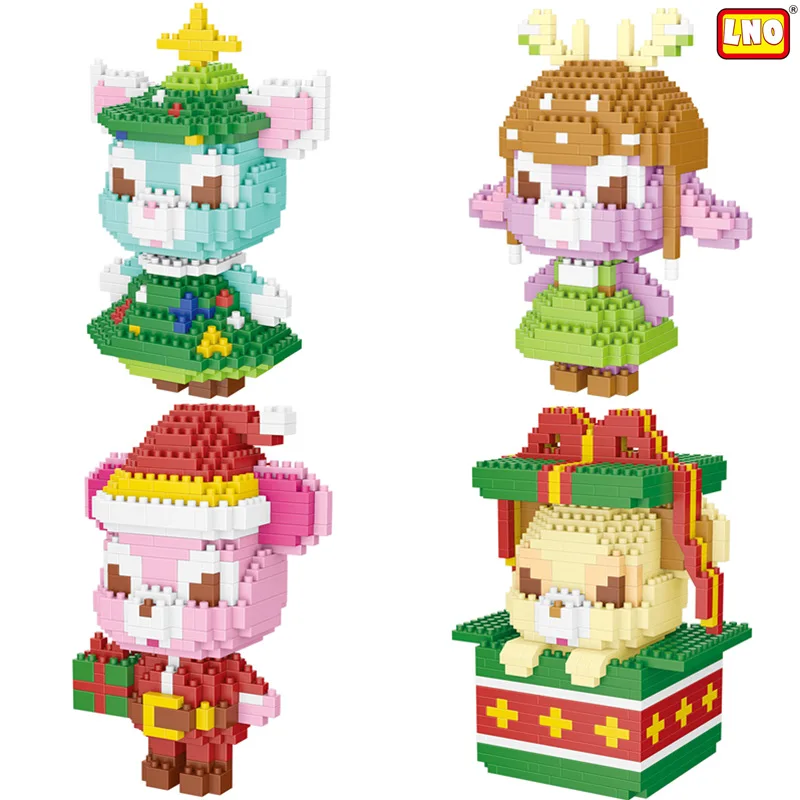 

Disney Friend Micro Building Blocks Christmas Dress StellaLou Gelatoni Mini Brick Figures Toys For Children Gift