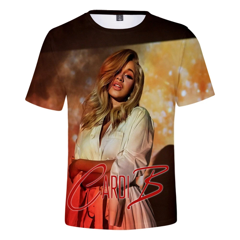 New Pop Rapper Cardi B 3D Printed T-shirt for Men/Women Summer Hip Hop Short Sleeve Tee Shirt Fashion Youth Trendy Tops Clothing