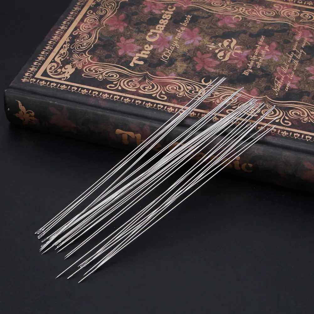 

50JB 30 Pieces Big Eye Curved Beading Needles Beading Threading Needles Beading Embroidery Metal Needles for Jewelry Making