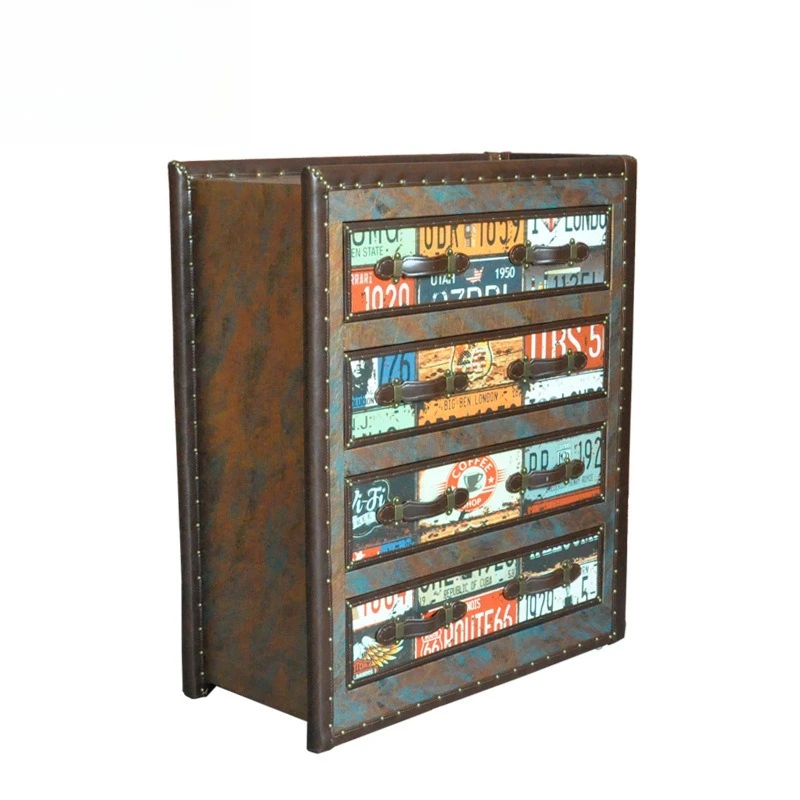 

Side cabinet retro industrial style four chest cabinet coffee shop book-shaped storage cabinet