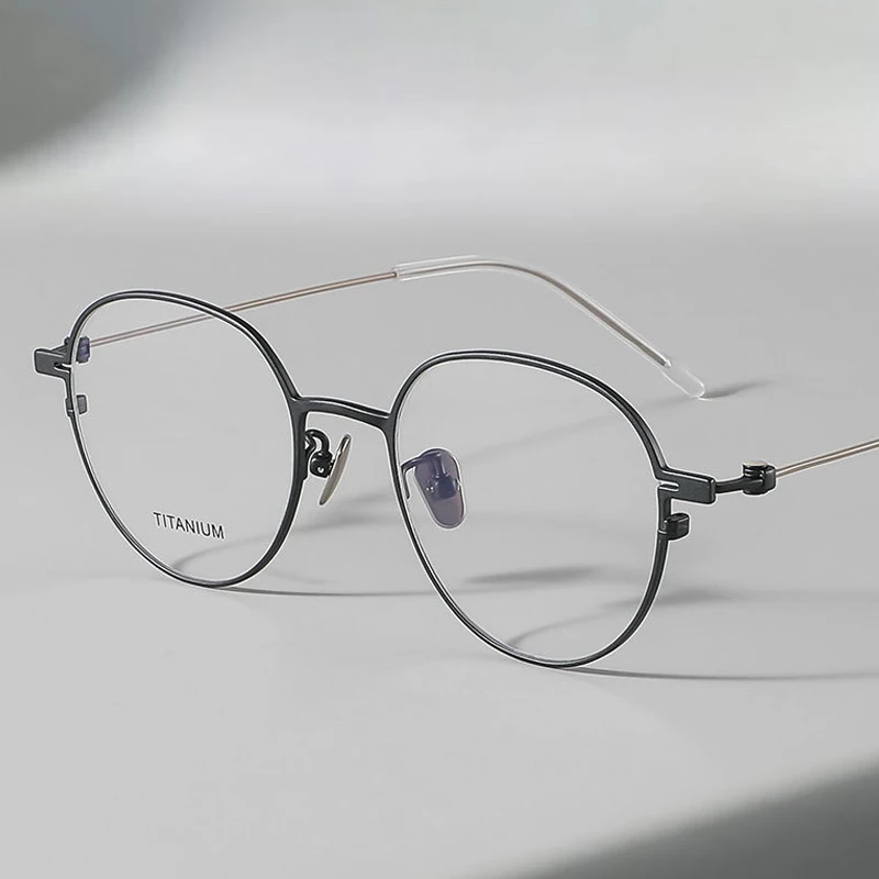 Simple IP pure titanium glasses ultra light prescription eyeglasses frame round small frame eyewear Men women multifocal myopia