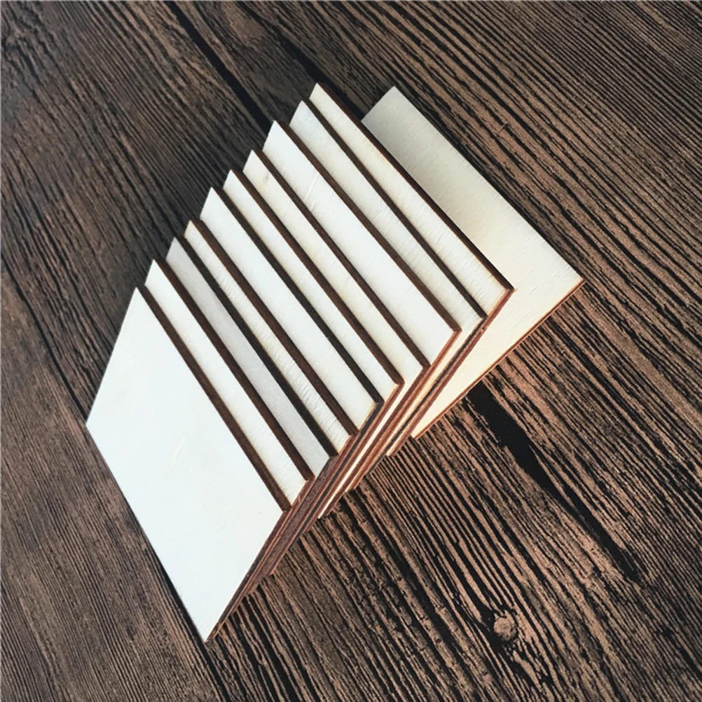 

24pcs Hand-painted Wooden Slices DIY Handicraft Accessories Unfinished Rectangular Wood Chips Craft Blocks for Art Projects