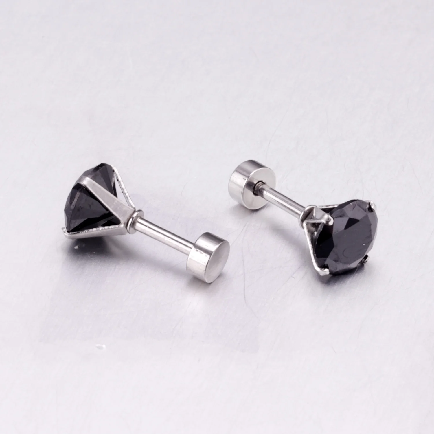 12Pair Cubic Zirconia Stud Earrings Round Crystal Stainless Steel No Fade Simple Screw Earrings Jewelry Gifts Wholesales Vintage