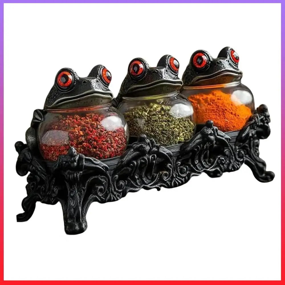 

Handcrafted Witchy Frog Apothecary Spice Jars Empty Clear Seasoning Jars Spice Containers Seasoning Containers for Salt Pepper