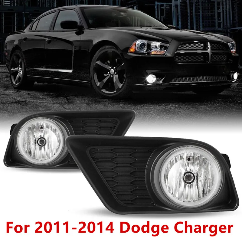 Pair Fog Light For 2011-2014 Dodge Charger front bumper Lamps +Wiring+Switch Kit Clear Lens assembly