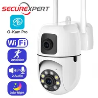 Cámara Wifi 4K 8MP PTZ para Exteriores con Detección Humana, Pantalla Dual, Zoom 5X, Cámara IP de Seguridad CCTV, Audio, Alarma por Correo Electrónico, O-Kam Pro