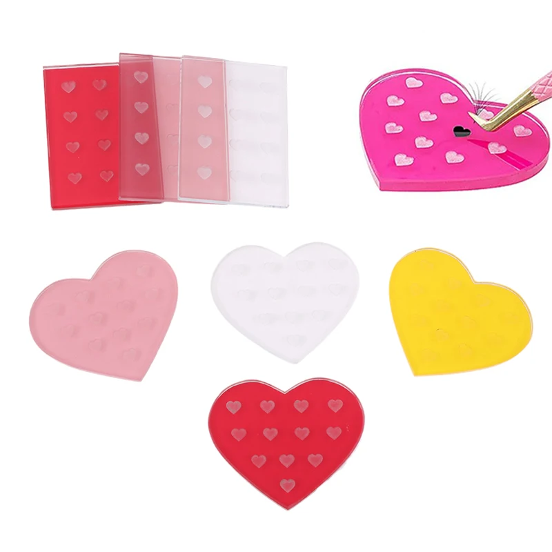 1pcs Heart Glass Gasket False Eyelash Stand Glue Holder Pad Eyelashes Extension Adhesive Pallet Paste Glue Pad Makeup Tool