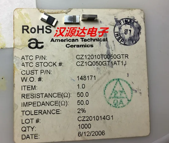 10pcs/lot CZ12010T0050GTR 2010 50R 50 2% 10W 1.20:1 chips Electronic new