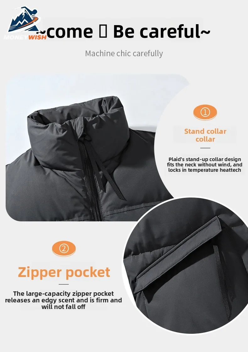 MONEYWISH سترة قطنية للرجال 2025 جديد 90% بطة بيضاء أسفل سميكة مكافحة البرد الدافئة الكتف الملابس في الهواء الطلق سترة شتوية غير رسمية