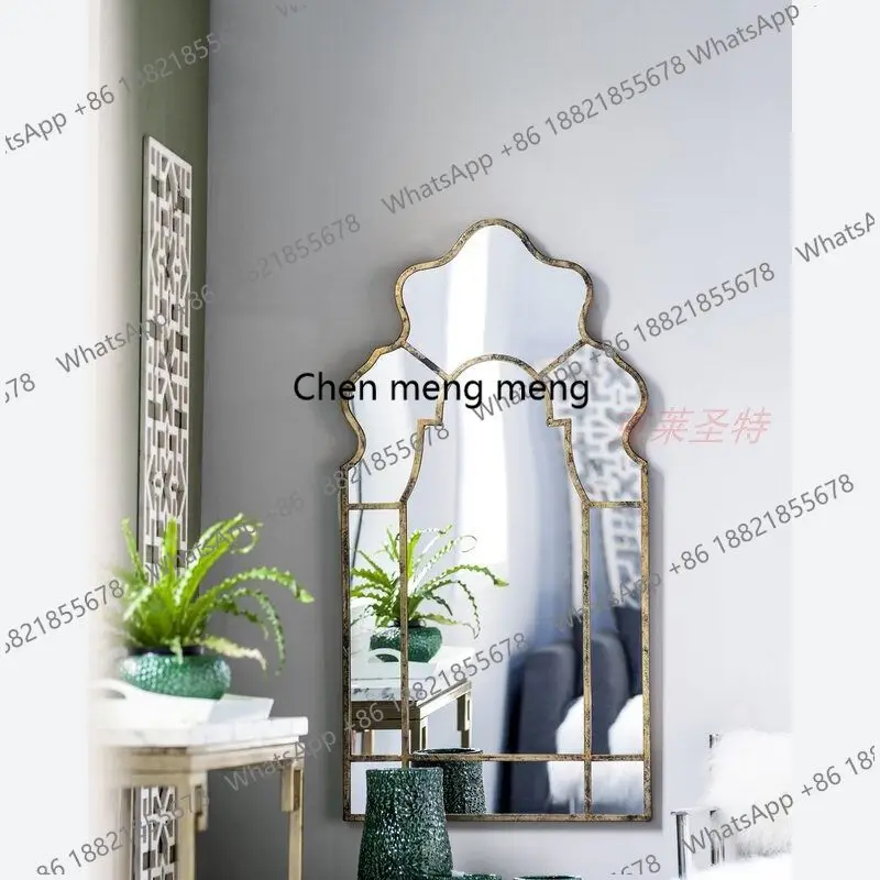Chinese retro nostalgic full-length mirror bedroom dressing decorative mirror wall-mounted neoclassical bathroom mirror