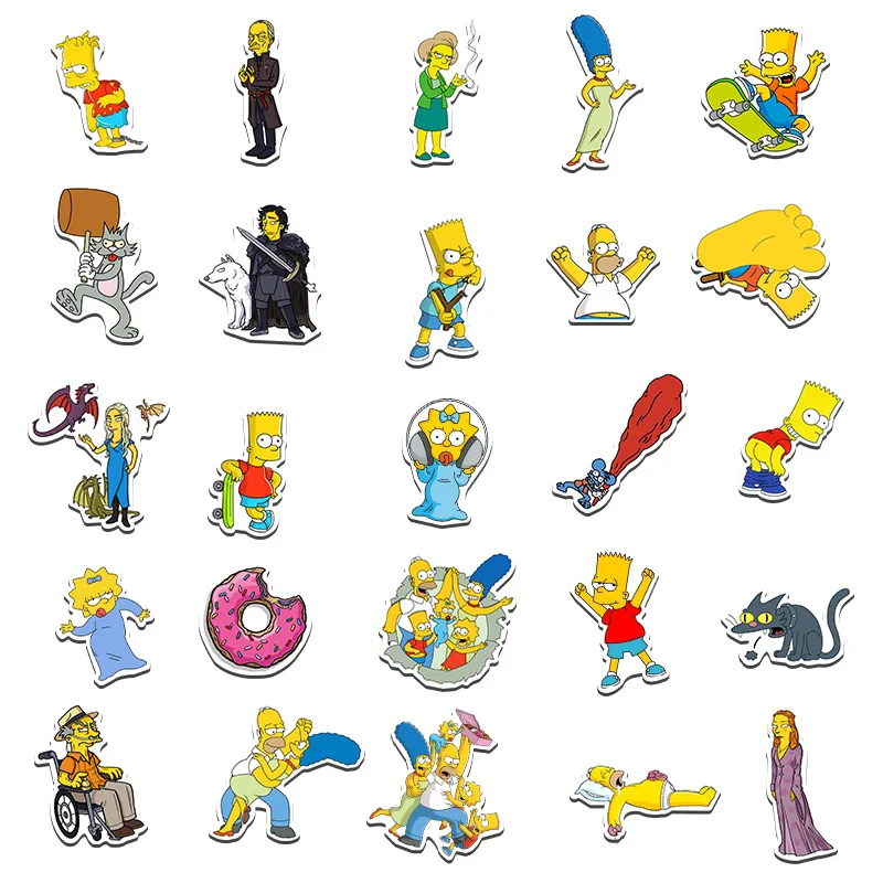 10/25/50PCS The Simpsons Cartoon Stickers Graffiti DIY Skateboard Laptop Luggage Motorcycle Bike PVC Waterproof Sticker Decals