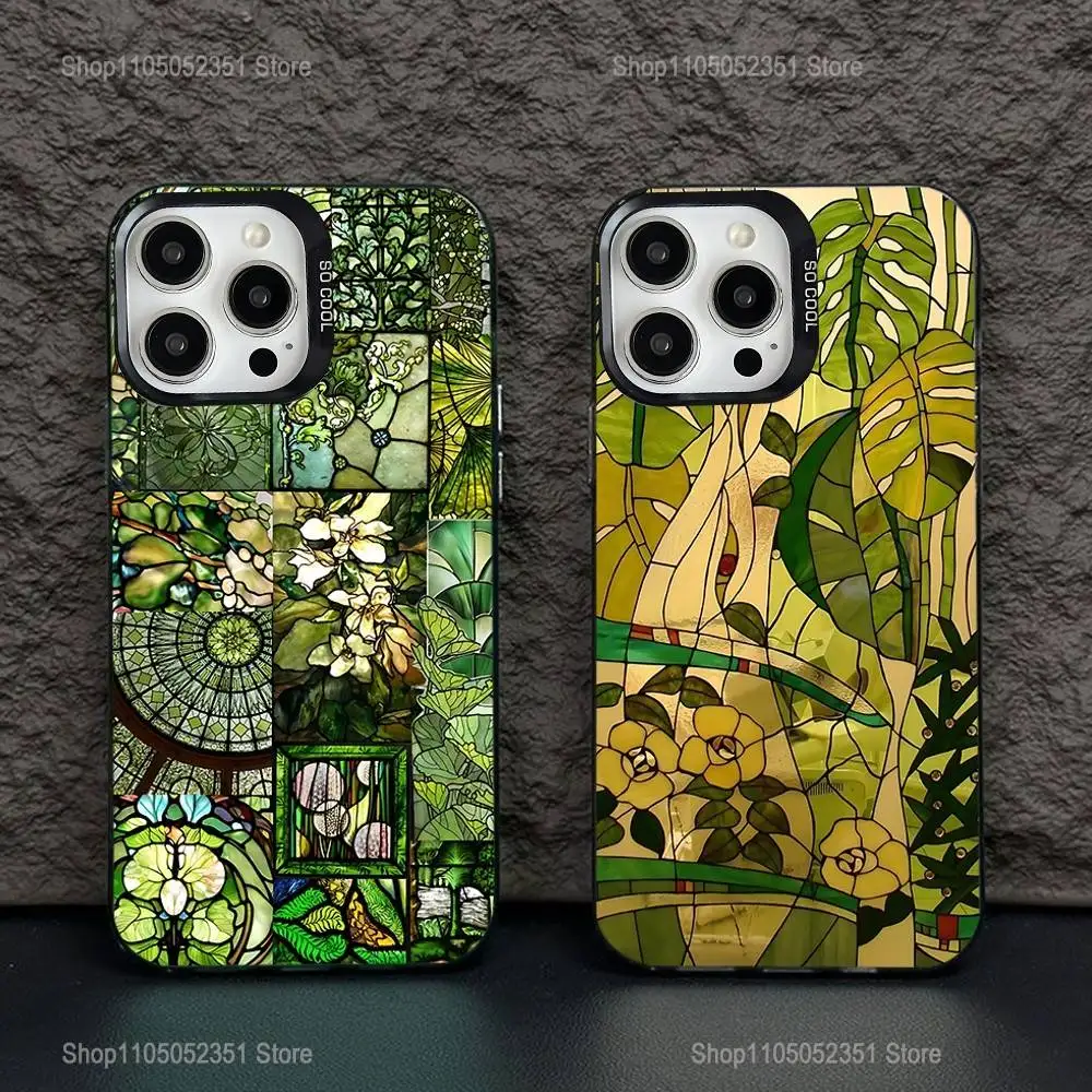 

Chic Mosaic Graffiti Green Rattan Case For iPhone 16,15,14,13,12,11,Pro,XS,Max,Plus,Mini,SE Black Candy Matte Shockproof Cover
